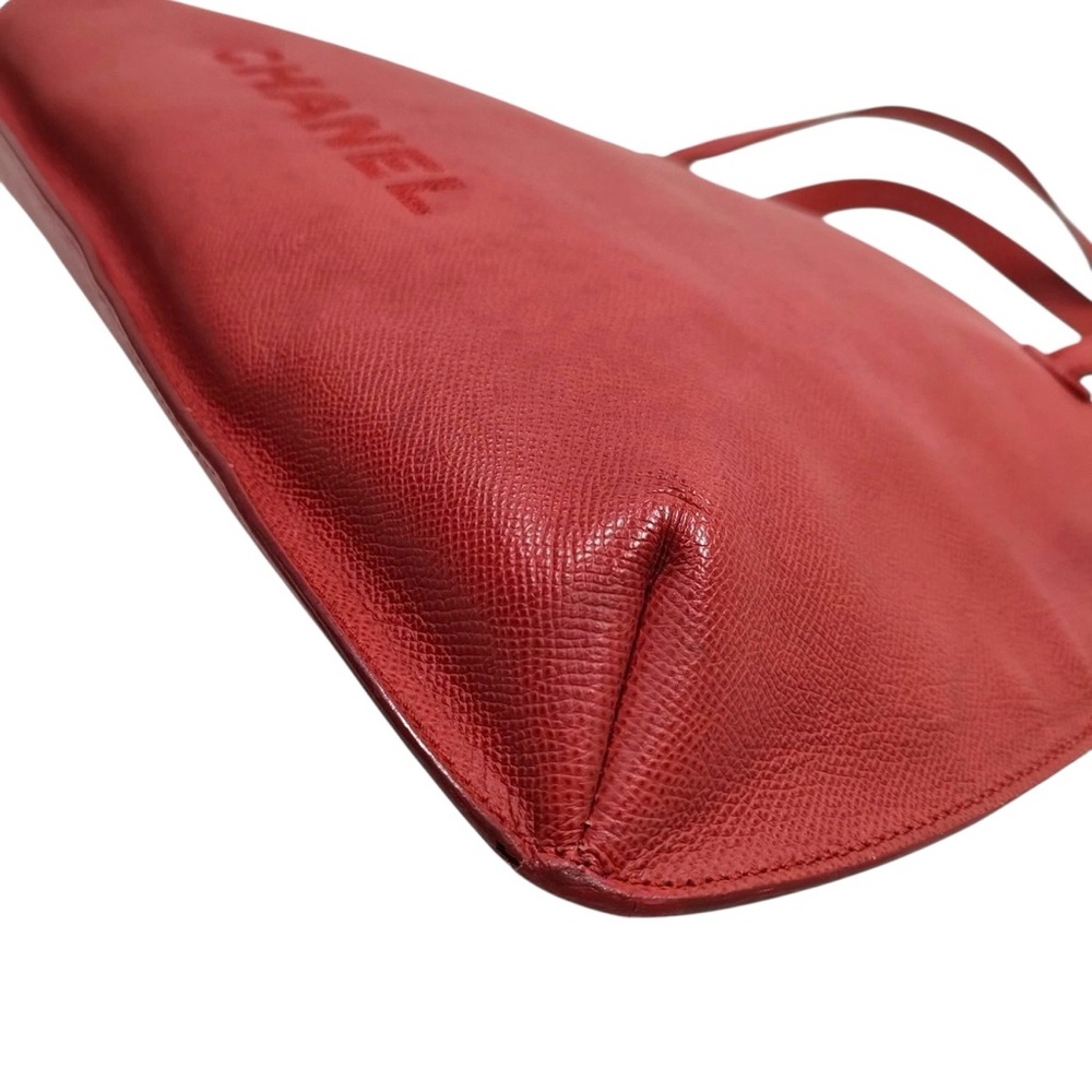 Authentic Chanel Rare Red Caviar Leather Large Tote Bag — Serial 5581084 - Picture 5 of 8